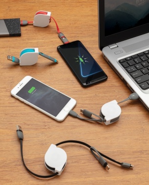 Logotrade Firmengeschenke das Foto: 3-in-1 ausziehbares Kabel