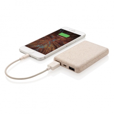 Logotrade Werbeartikel das Foto: Weizenstroh 5.000 mAh Pocket Powerbank