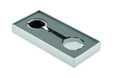 Logotrade Firmengeschenke das Foto: Schlüsselanhänger Glas rund