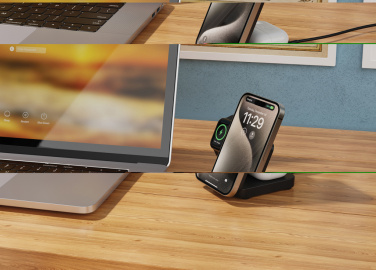 Logotrade Werbeartikel das Foto: Urban Vitamin Arcadia 15W 3in1 Magnet-Charger aus RCS rABS