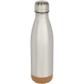 Cove 500 ml doppelwandige, vakuumisolierte Trinkflasche aus Edelstahl mit Korkdetails, Mattiertes Silber