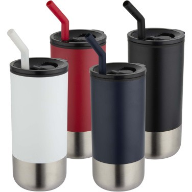 Logotrade Geschäftsgeschenke das Foto: Grayson 480 ml RCS recycelter Isolierbecher mit Trinkhalm