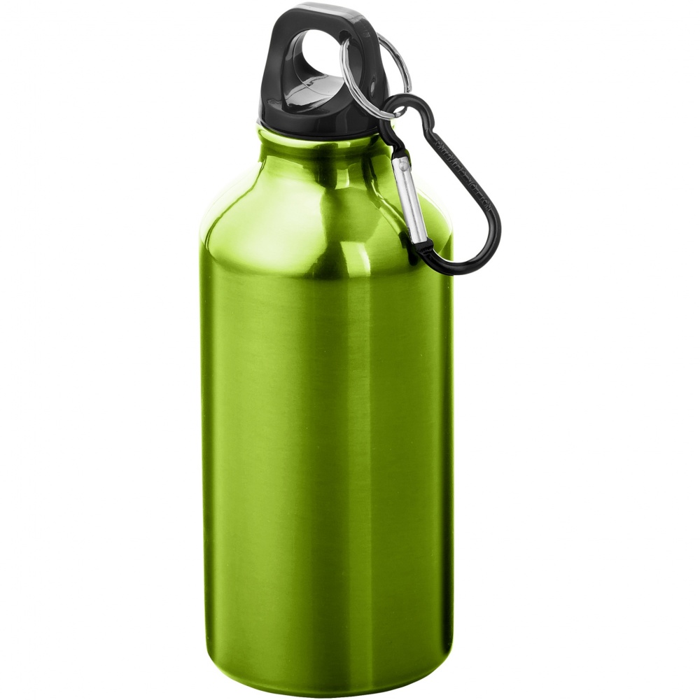 Logo trade business gift photo of: Oregon 400 ml aluminium water bottle with carabiner