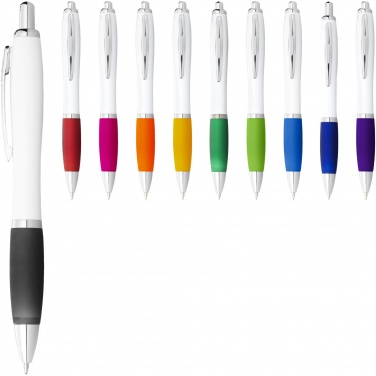 Logo trade promotional giveaways image of: Nash ballpoint pen with white barrel and coloured grip