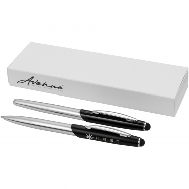 Logo trade promotional item photo of: Geneva stylus ballpoint pen and rollerball pen set