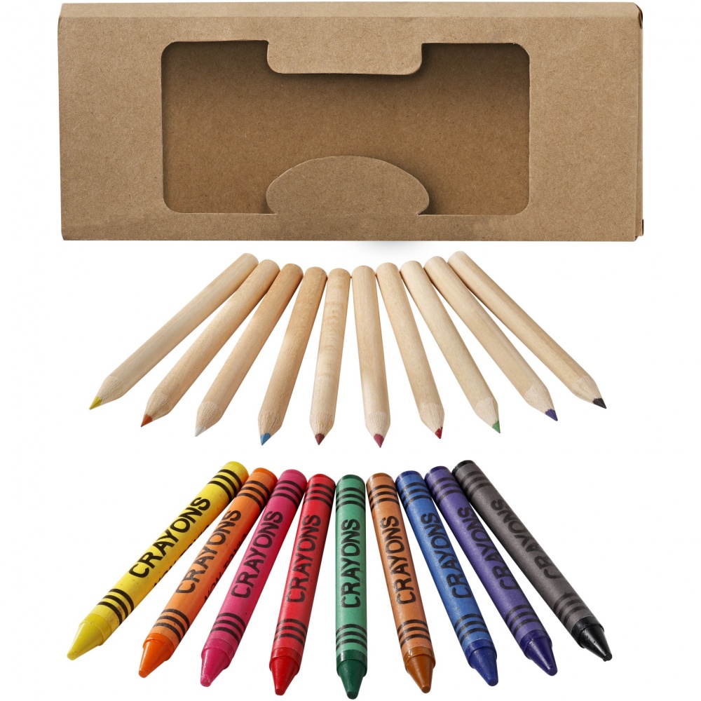 Logo trade promotional giveaway photo of: Lucky 19-piece coloured pencil and crayon set