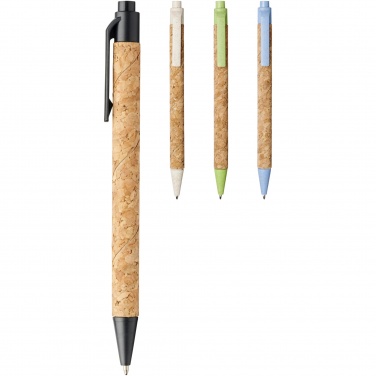 Logo trade promotional merchandise photo of: Midar cork and wheat straw ballpoint pen