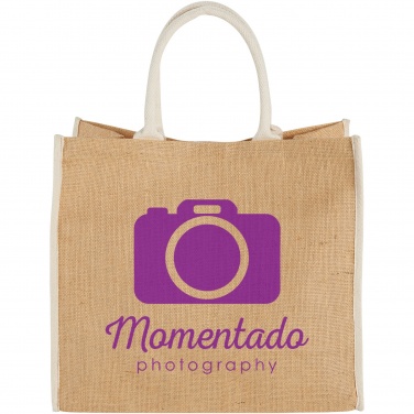 Logo trade corporate gift photo of: Harry coloured edge jute tote bag 25L