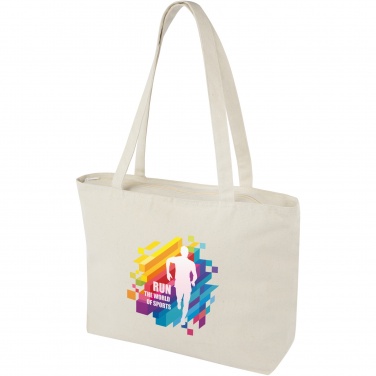 Logo trade corporate gifts image of: Ningbo 320 g/m² zippered cotton tote bag 15L