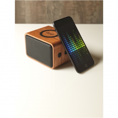 Logo trade promotional giveaway photo of: Wooden 3W speaker with wireless charging pad