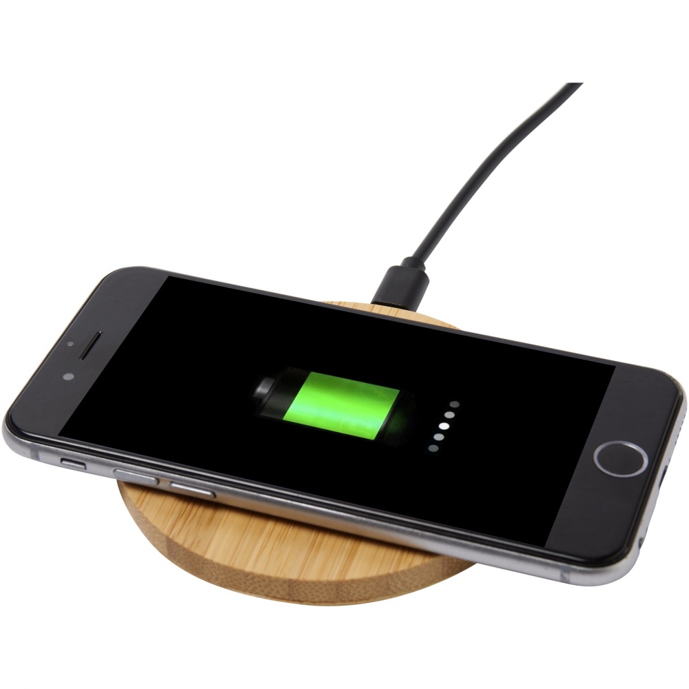 Logo trade promotional merchandise image of: Essence 5W bamboo wireless charging pad