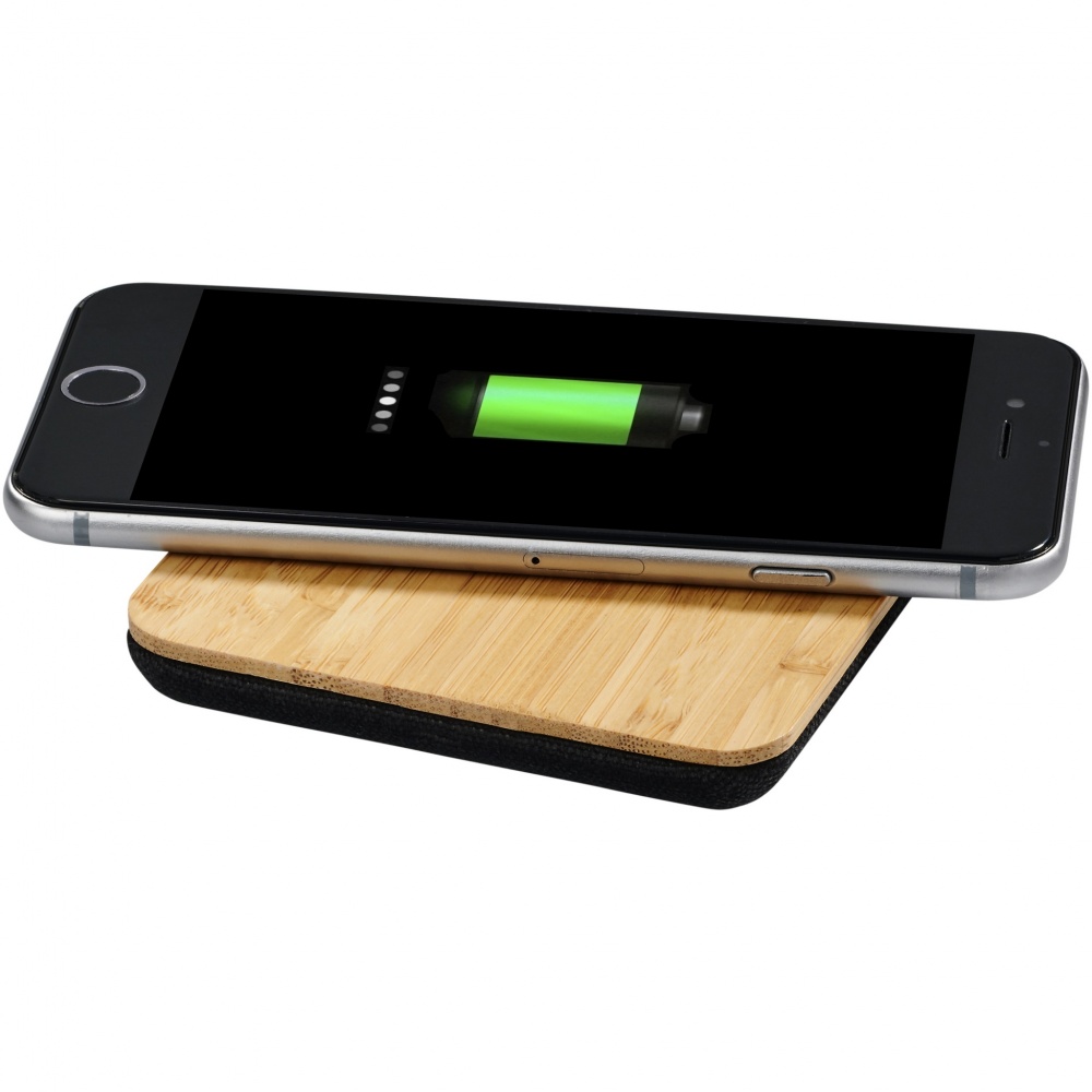 Logotrade promotional merchandise image of: Leaf 5W bamboo and fabric wireless charging pad