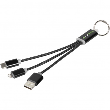 Logo trade promotional giveaways image of: Metal 3-in-1 charging cable with keychain