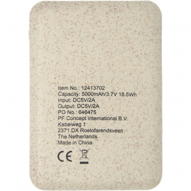 Logo trade promotional merchandise picture of: Asama 5000 mAh wheat straw power bank