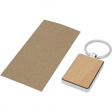 Logo trade promotional gifts image of: Mauro beech wood rectangular keychain