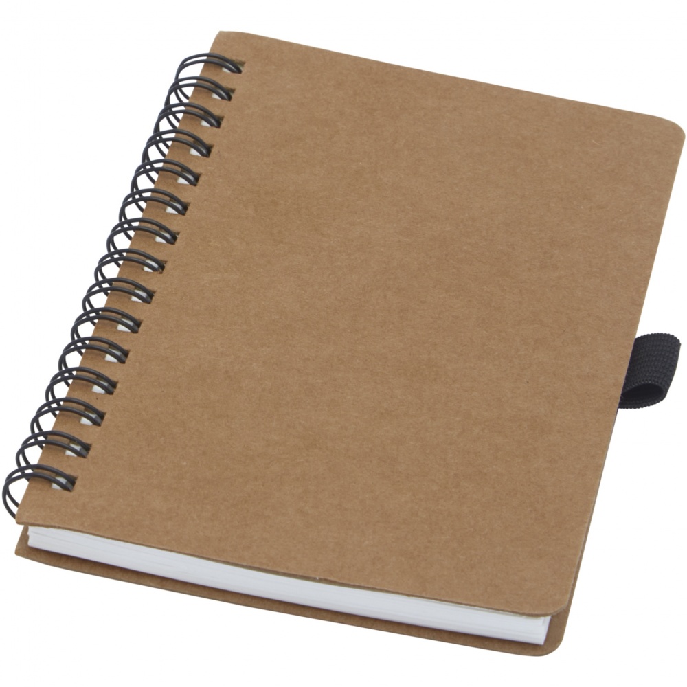Logo trade business gift photo of: Cobble A6 wire-o recycled cardboard notebook with stone paper