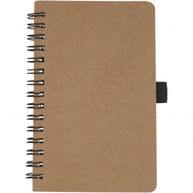 Logo trade promotional products image of: Cobble A6 wire-o recycled cardboard notebook with stone paper