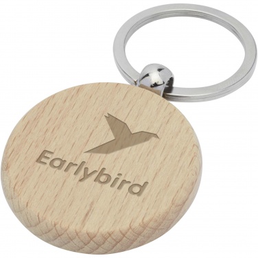 Logo trade advertising products image of: Giovanni beech wood round keychain