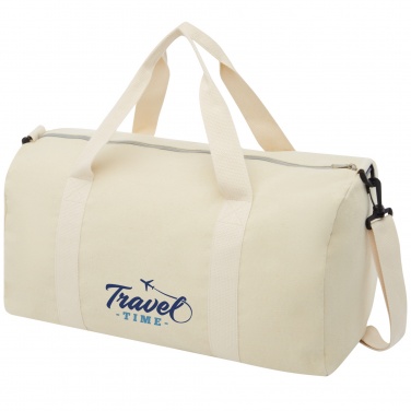 Logo trade advertising products image of: Pheebs 450 g/m² recycled cotton and polyester duffel bag 24L