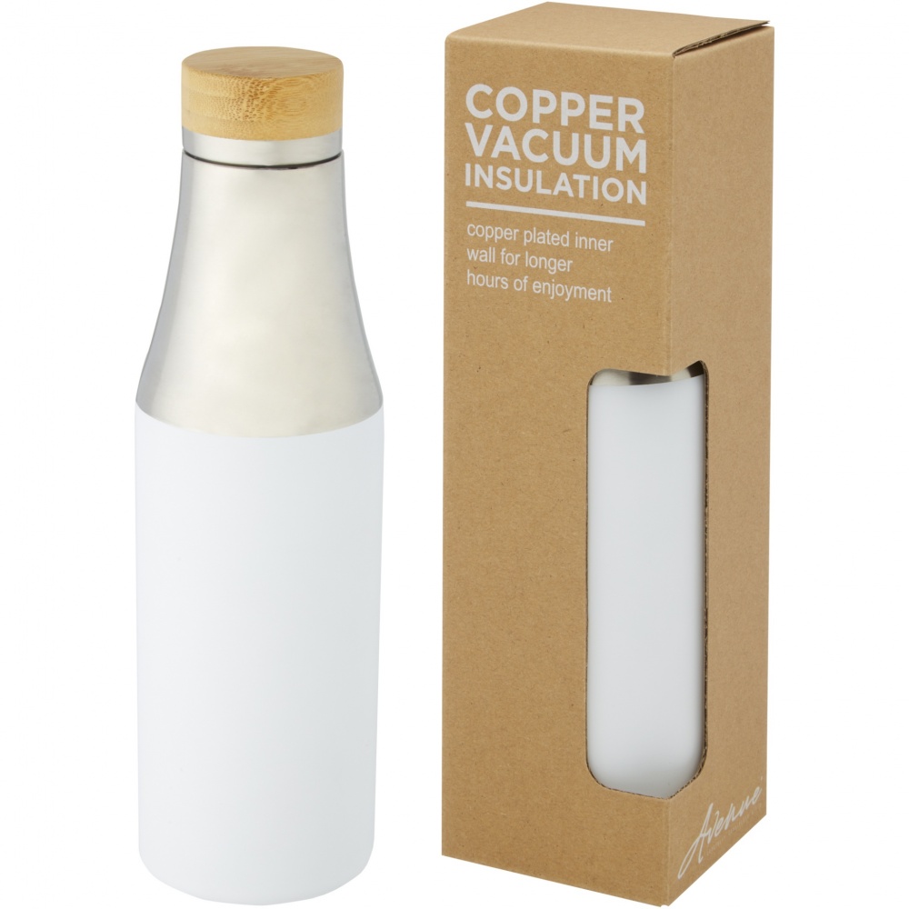 Logotrade promotional merchandise photo of: Hulan 540 ml copper vacuum insulated stainless steel bottle with bamboo lid