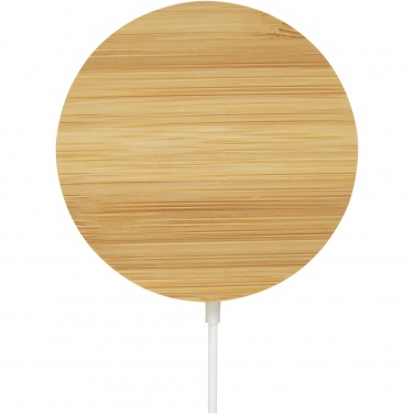 Logo trade promotional items picture of: Atra 10W bamboo magnetic wireless charging pad