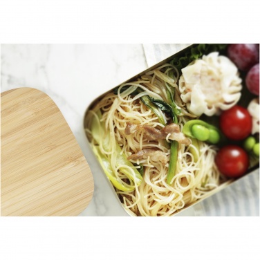 Logo trade promotional items image of: Tite stainless steel lunch box with bamboo lid