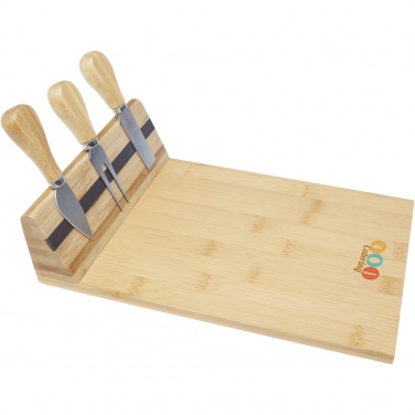 Logo trade promotional merchandise image of: Mancheg bamboo magnetic cheese board and tools