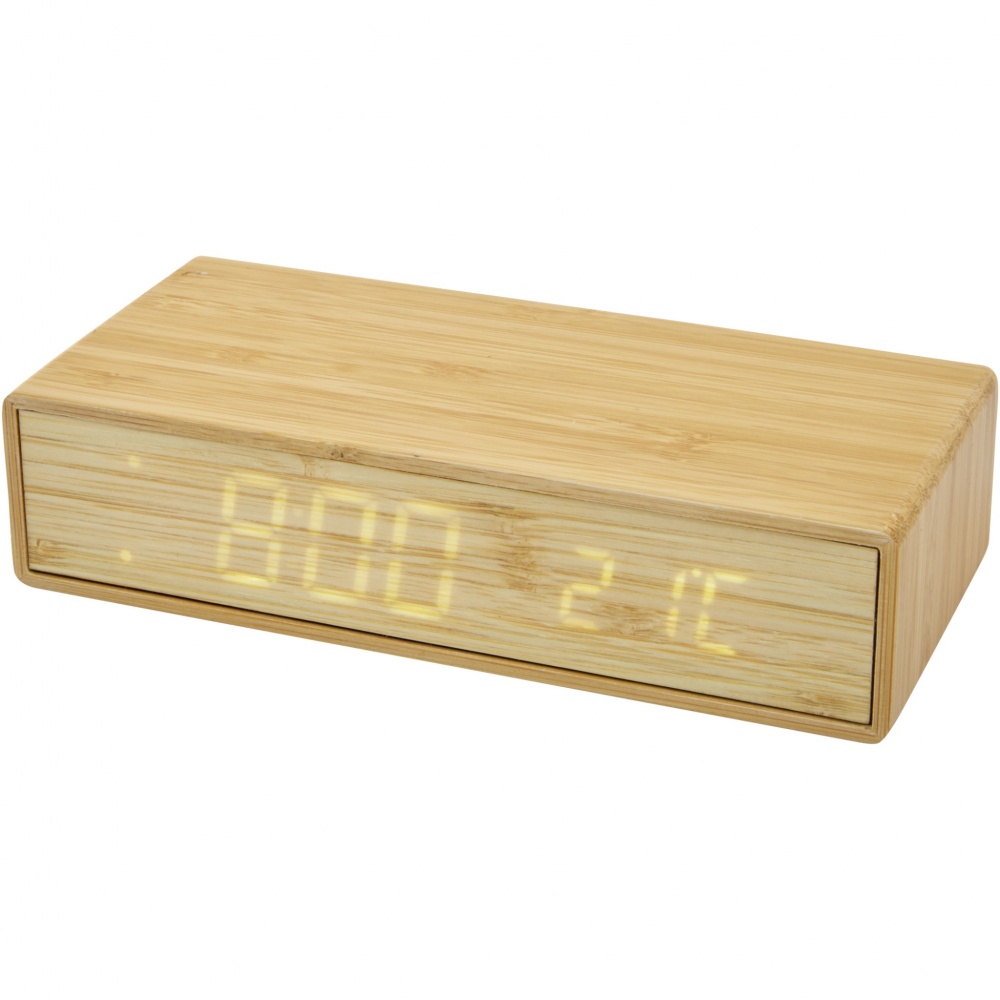 Logotrade promotional merchandise image of: Minata bamboo wireless charger with clock