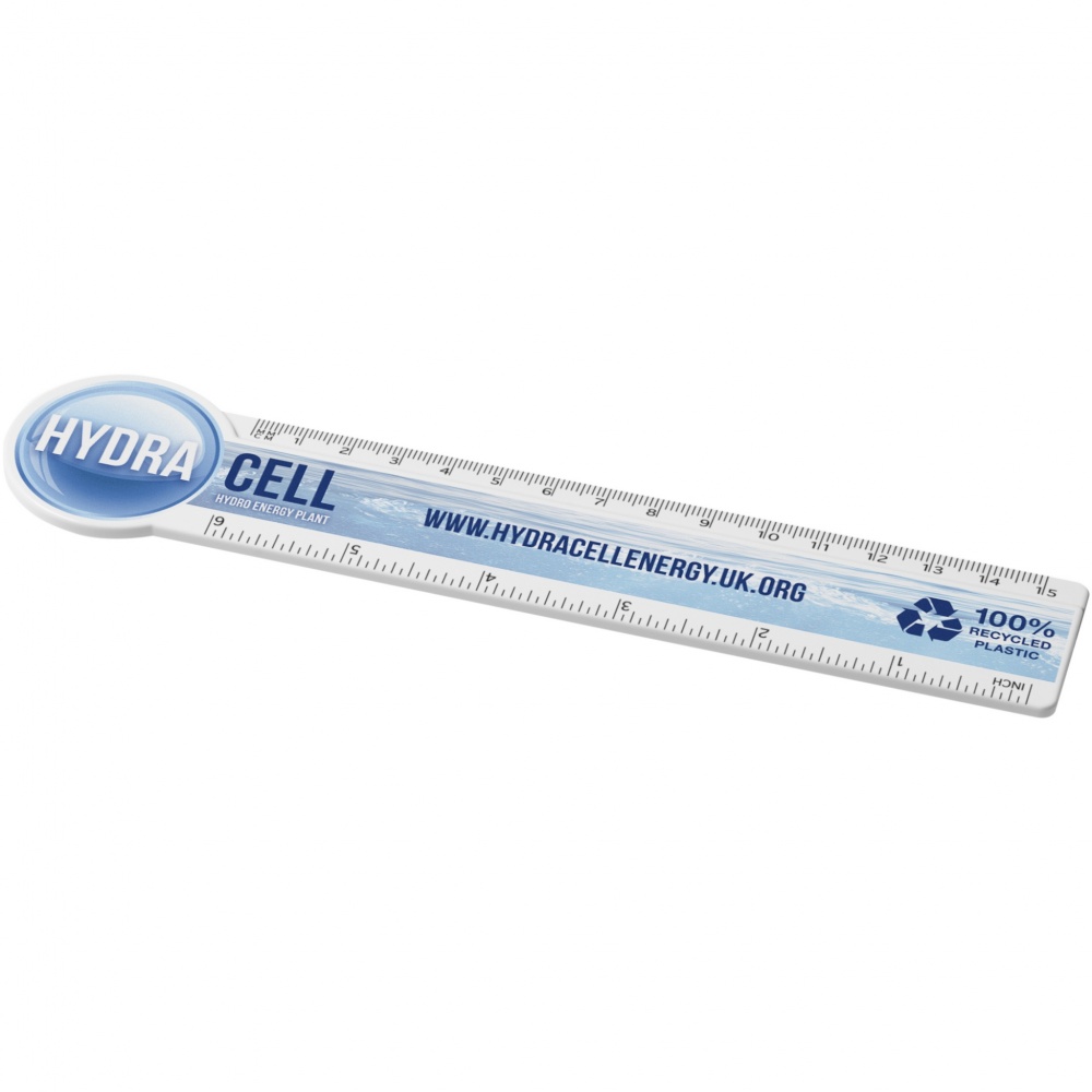 Logo trade promotional gift photo of: Tait 15 cm circle-shaped recycled plastic ruler 