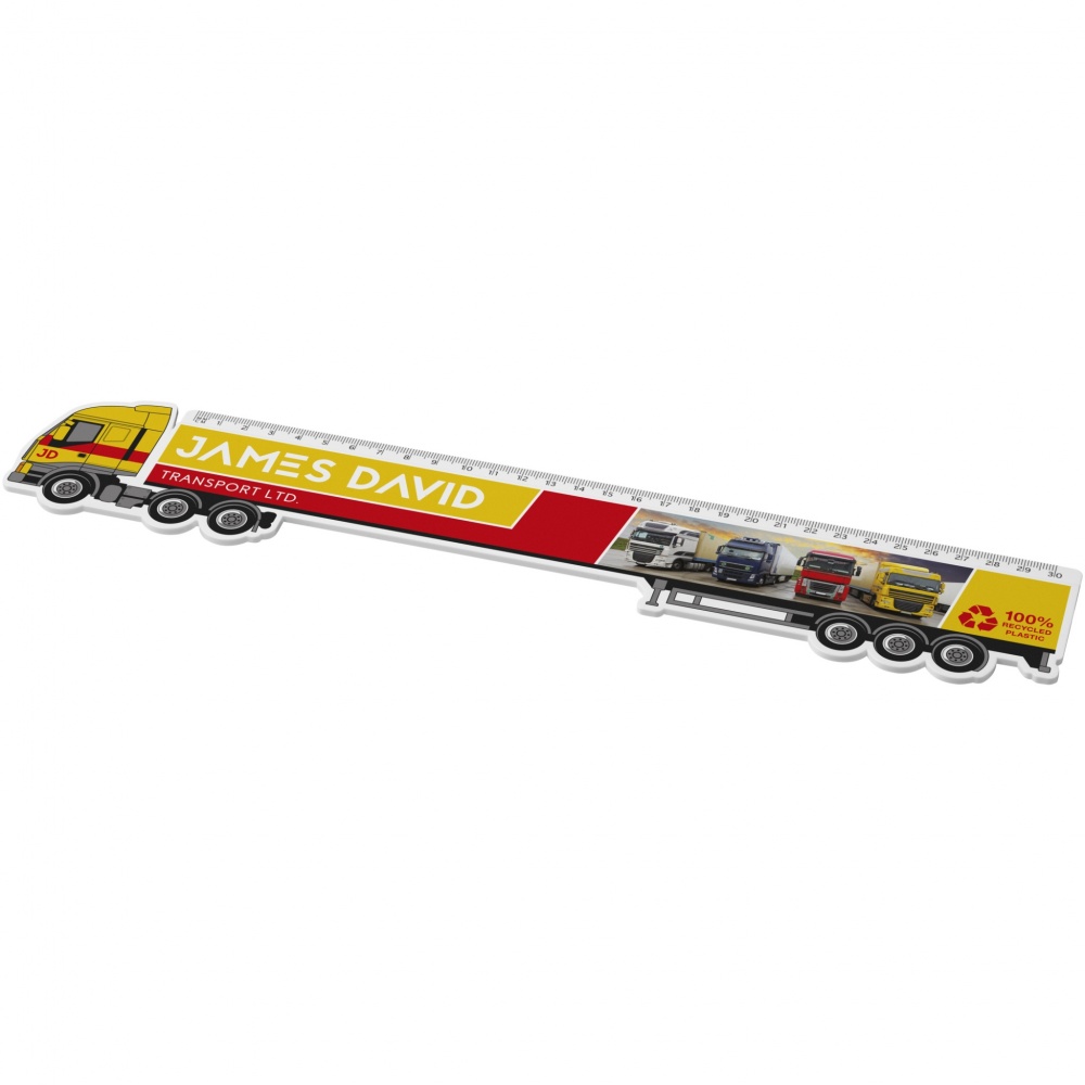 Logo trade corporate gifts picture of: Tait 30cm lorry-shaped recycled plastic ruler