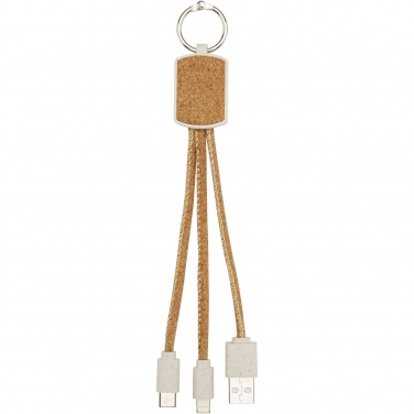 Logo trade promotional gifts picture of: Bates wheat straw and cork 3-in-1 charging cable