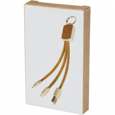 Logotrade corporate gift image of: Bates wheat straw and cork 3-in-1 charging cable