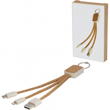Logotrade advertising product image of: Bates wheat straw and cork 3-in-1 charging cable