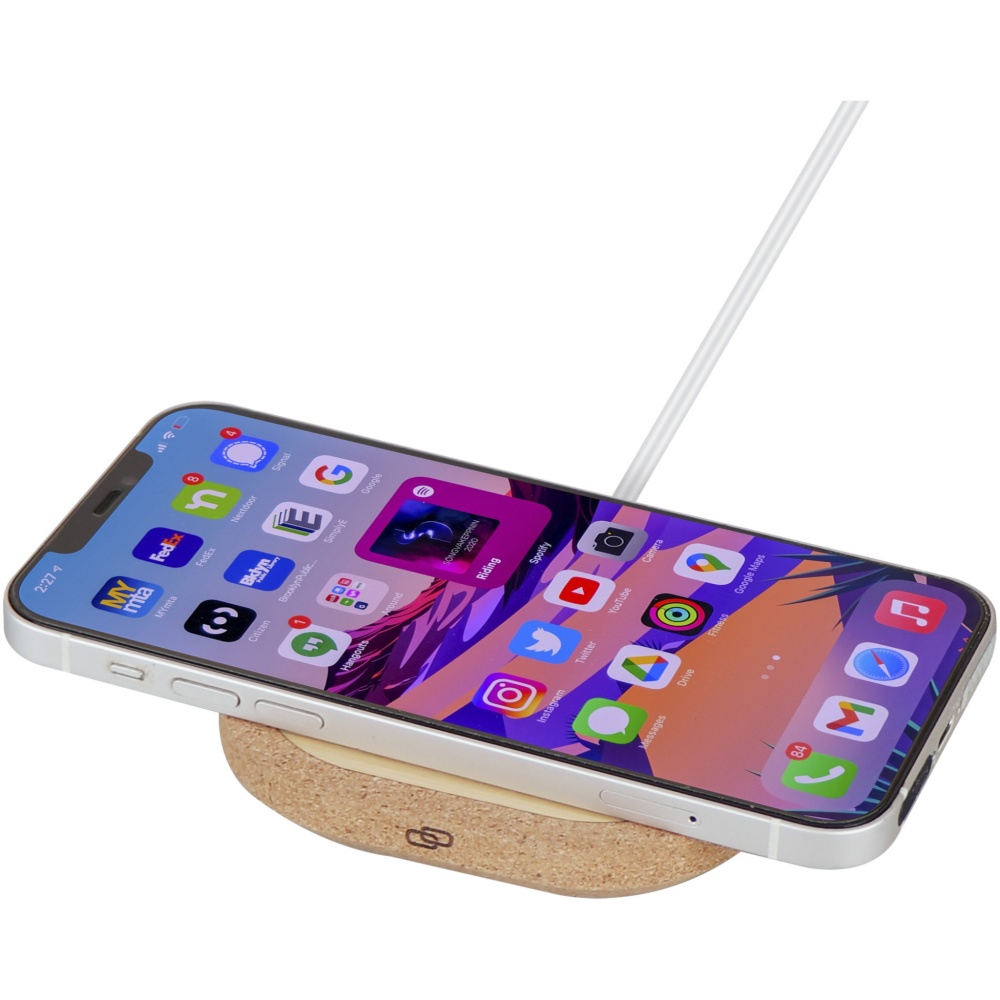 Logo trade business gift photo of: Cerris 15W cork wireless charging pad