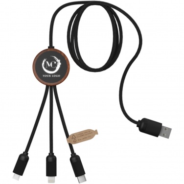 Logo trade promotional giveaways picture of: SCX.design C36 3-in-1 rPET light-up logo extended charging cable with round bamboo casing