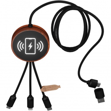 Logotrade promotional gift picture of: SCX.design C40 5-in-1 rPET light-up logo charging cable and 10W charging pad