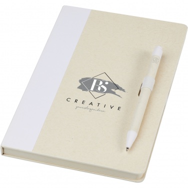 Logotrade corporate gift picture of: Dairy Dream A5 size reference recycled milk cartons notebook and ballpoint pen set