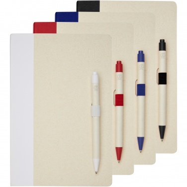 Logo trade promotional merchandise photo of: Dairy Dream A5 size reference recycled milk cartons notebook and ballpoint pen set