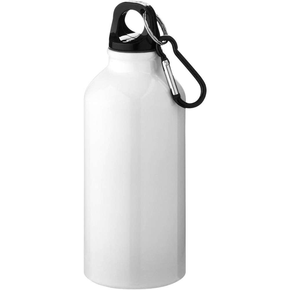 Logo trade promotional merchandise picture of: Oregon 400 ml RCS certified recycled aluminium water bottle with carabiner