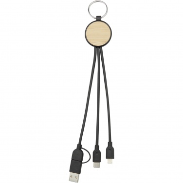 Logotrade promotional gift picture of: Tecta 6-in-1 recycled plastic/bamboo charging cable with keyring