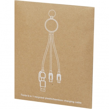 Logotrade promotional gift picture of: Tecta 6-in-1 recycled plastic/bamboo charging cable with keyring