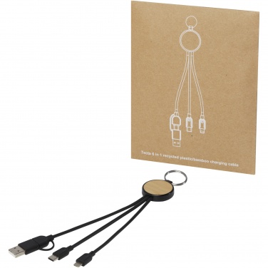 Logotrade business gifts photo of: Tecta 6-in-1 recycled plastic/bamboo charging cable with keyring