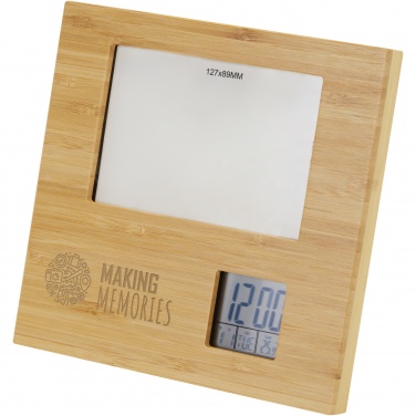 Logo trade promotional products image of: Sasa bamboo photo frame with thermometer