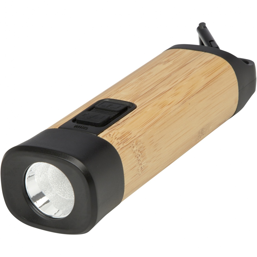 Logotrade promotional giveaway image of: Kuma bamboo/RCS recycled plastic torch with carabiner