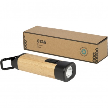 Logotrade promotional gift image of: Kuma bamboo/RCS recycled plastic torch with carabiner