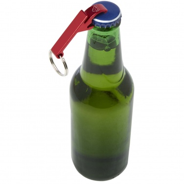 Logo trade promotional gift photo of: Tao RCS recycled aluminium bottle and can opener with keychain 