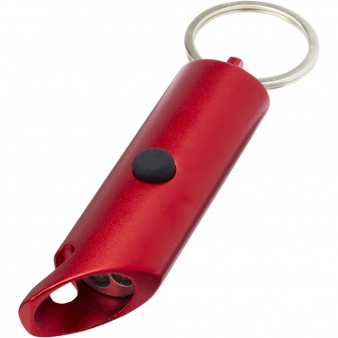 Logotrade promotional product picture of: Flare RCS recycled aluminium IPX LED light and bottle opener with keychain