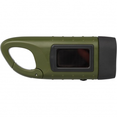 Logotrade promotional giveaway image of: Helios recycled plastic solar dynamo flashlight with carabiner
