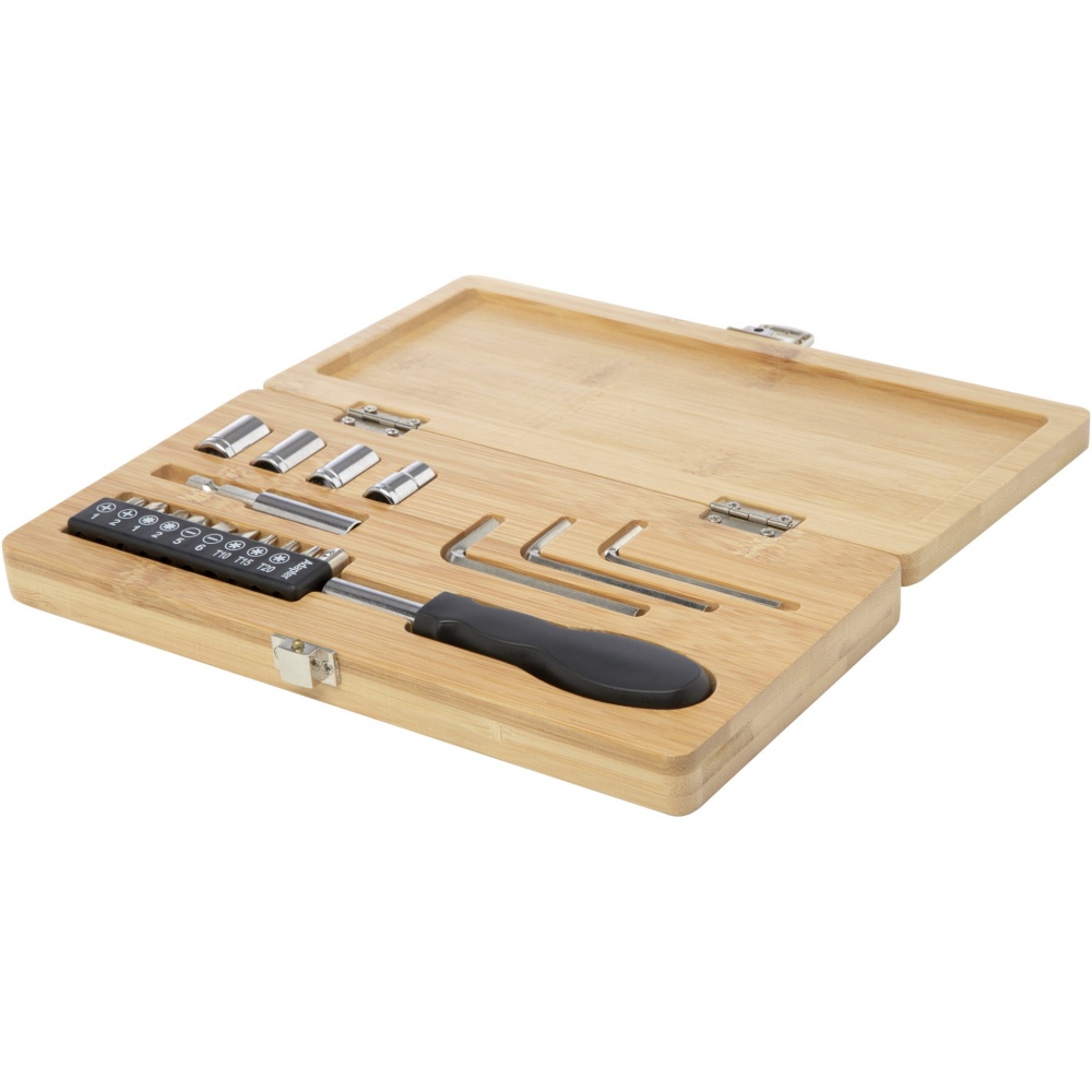 Logo trade business gift photo of: Rivet 19-piece bamboo/recycled plastic tool set