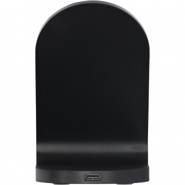 Logo trade promotional giveaways image of: Loop 15W dual coil RCS recycled plastic wireless charging stand